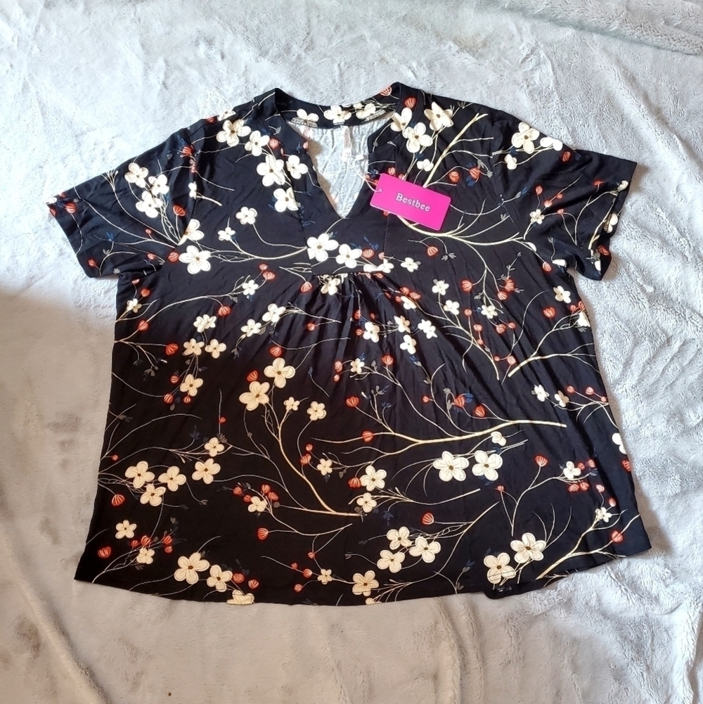 Bestbee Floral Blouse Top Size 3X NWT